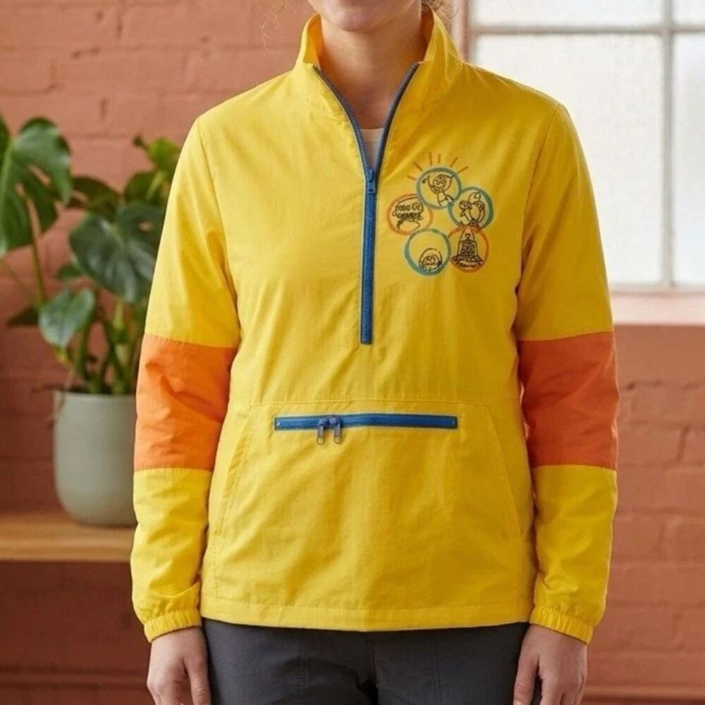 Disney Parks Pixar Inside Out Windbreaker Adult XS Yellow Pullover Zip Pocket